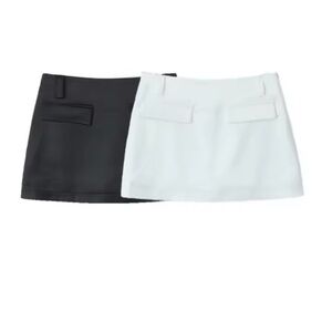 White mini skirt with shorts under